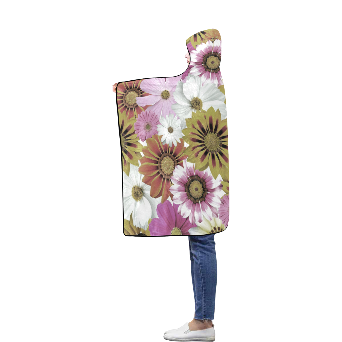 Spring Time Flowers 4 Flannel Hooded Blanket 40''x50''