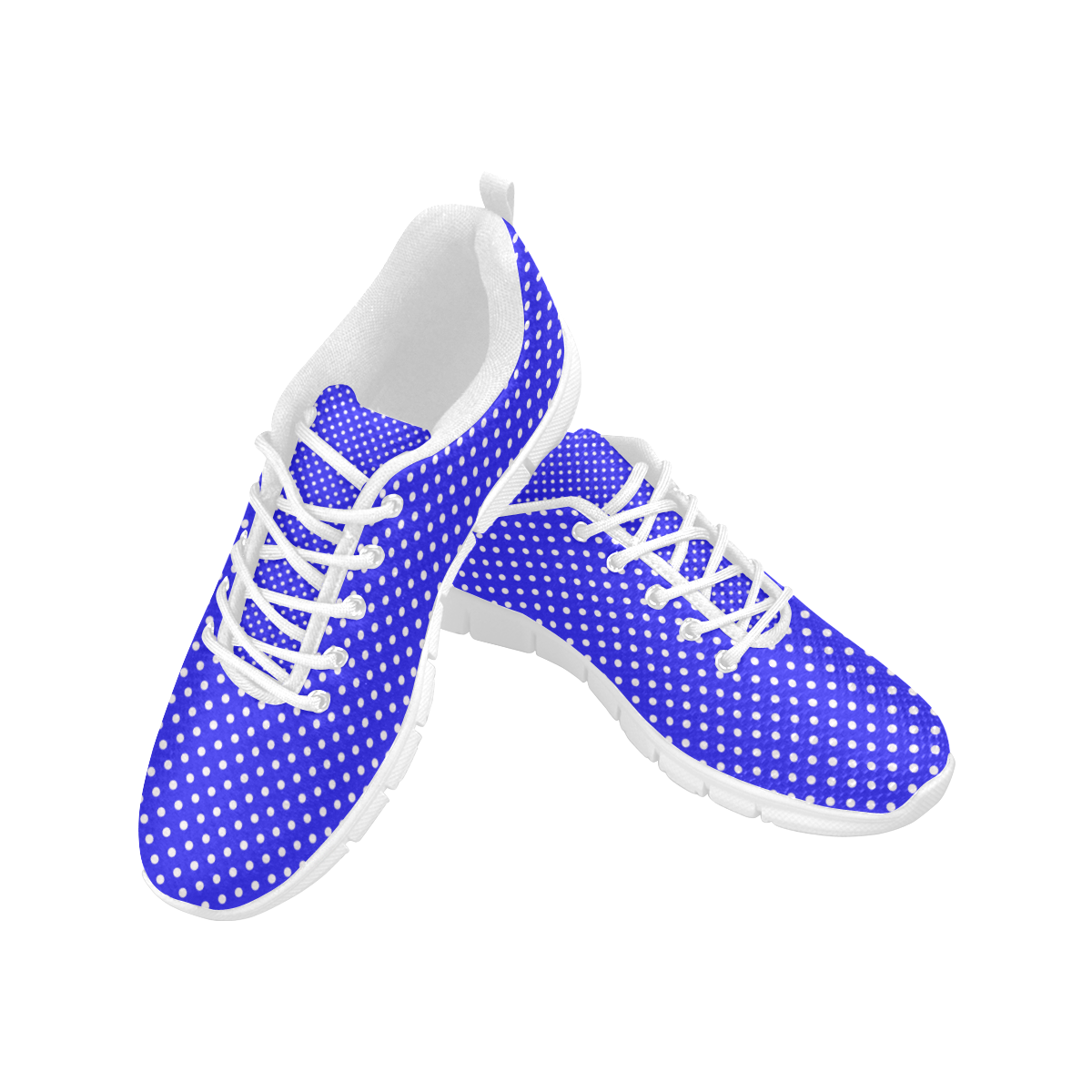 Blue polka dots Women's Breathable Running Shoes/Large (Model 055)
