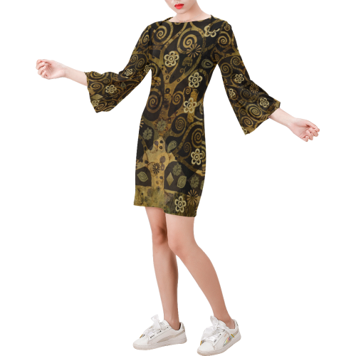 Klimt Tree Bell Sleeve Dress (Model D52)