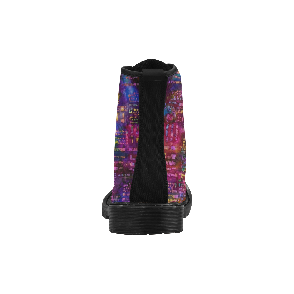 Rainbow Batik Tie Dye Martin Boots for Women (Black) (Model 1203H)