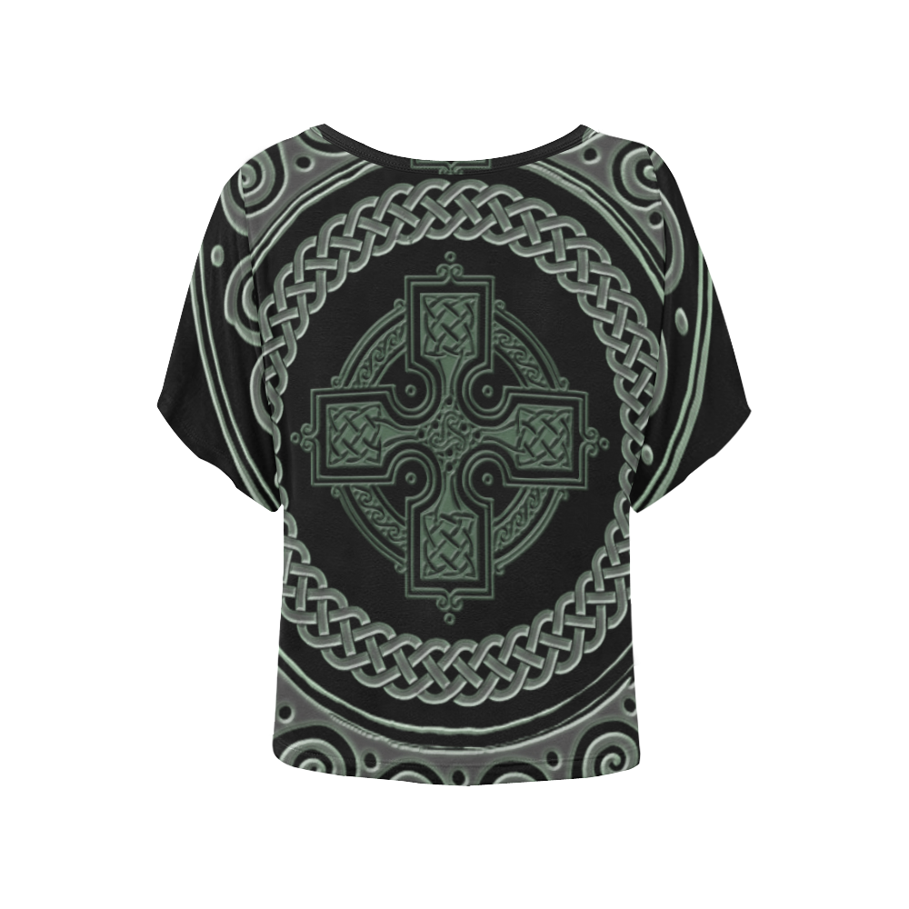 Awesome Celtic Cross Women's Batwing-Sleeved Blouse T shirt (Model T44)