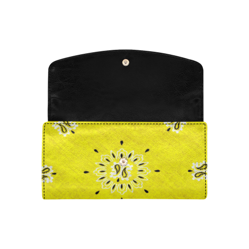 Grunge Yellow Bandana Women's Flap Wallet (Model 1707)