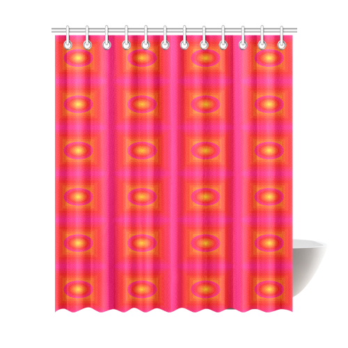 Pink yellow oval multiple squares Shower Curtain 72"x84"