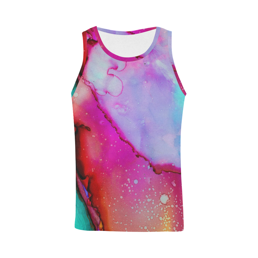 Red purple green ink All Over Print Tank Top for Men (Model T43)