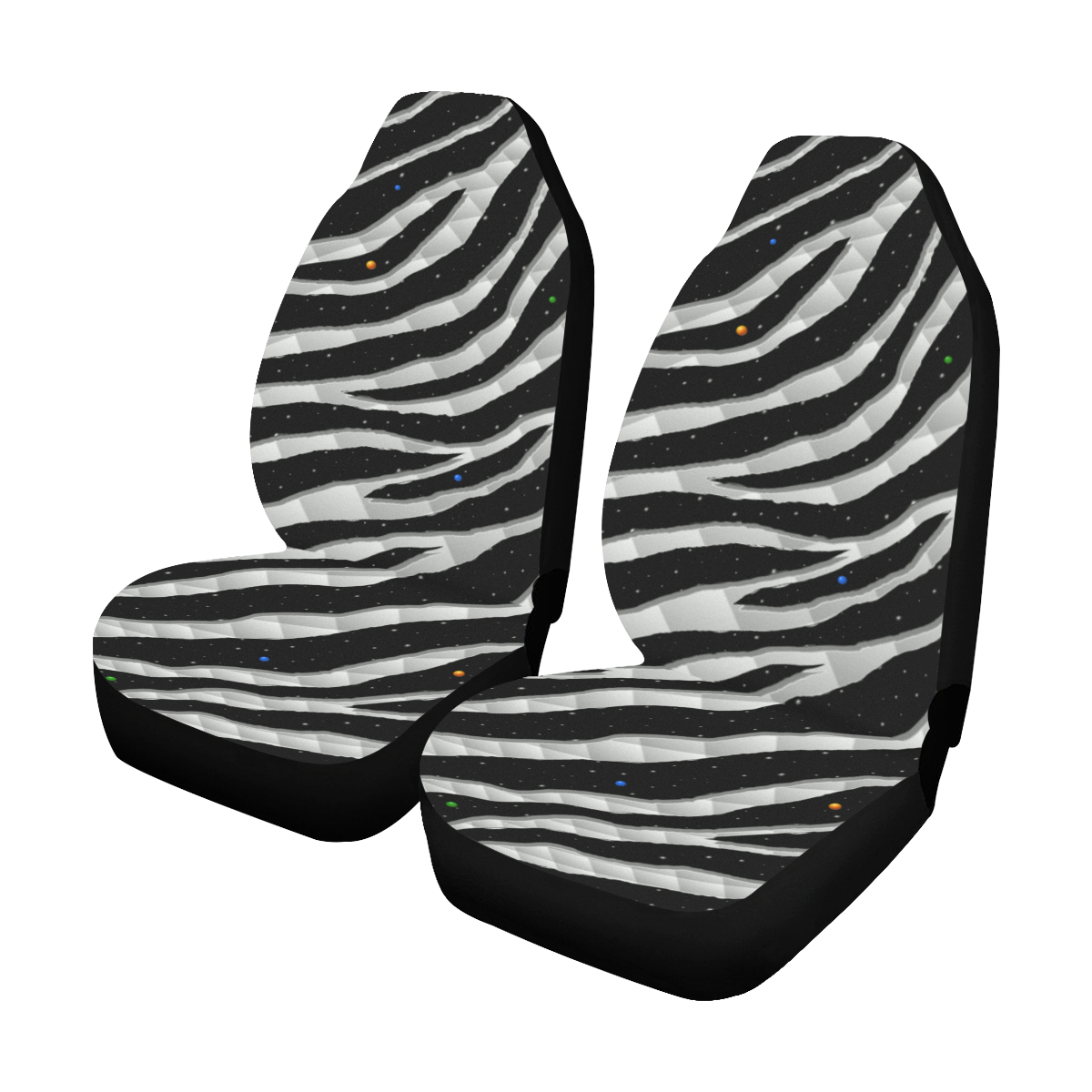 Ripped SpaceTime Stripes - White Car Seat Covers (Set of 2)