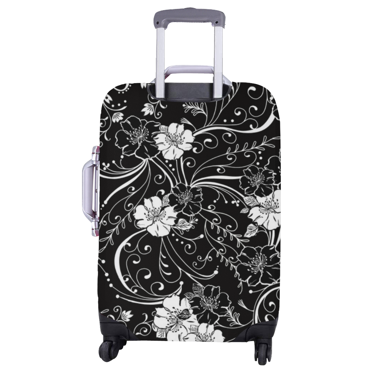Luggage Cover Black White Flower Luggage Cover/Large 26"-28"