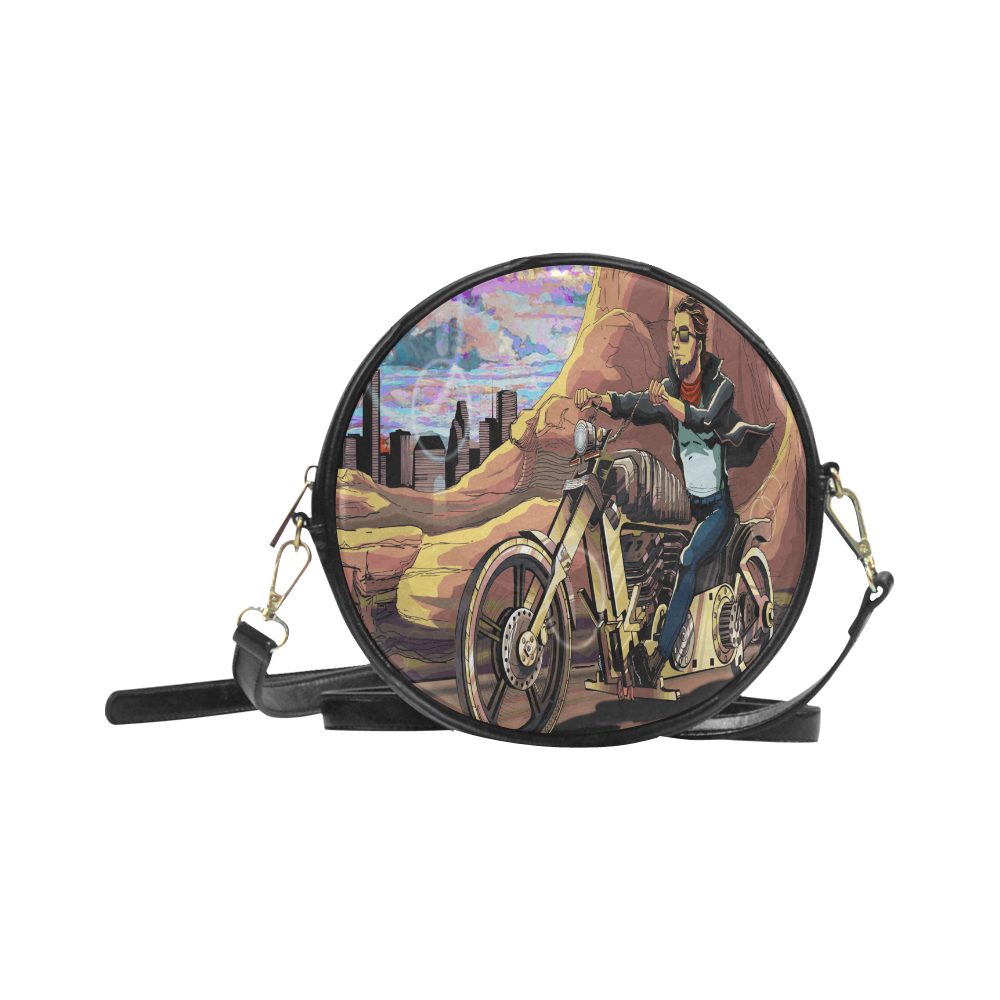 Eddie On His Motorcycle Sling Bag Round Sling Bag (Model 1647)