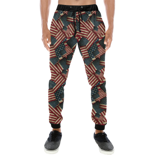 Patriotic USA American Flag Art Men's All Over Print Sweatpants (Model L11)
