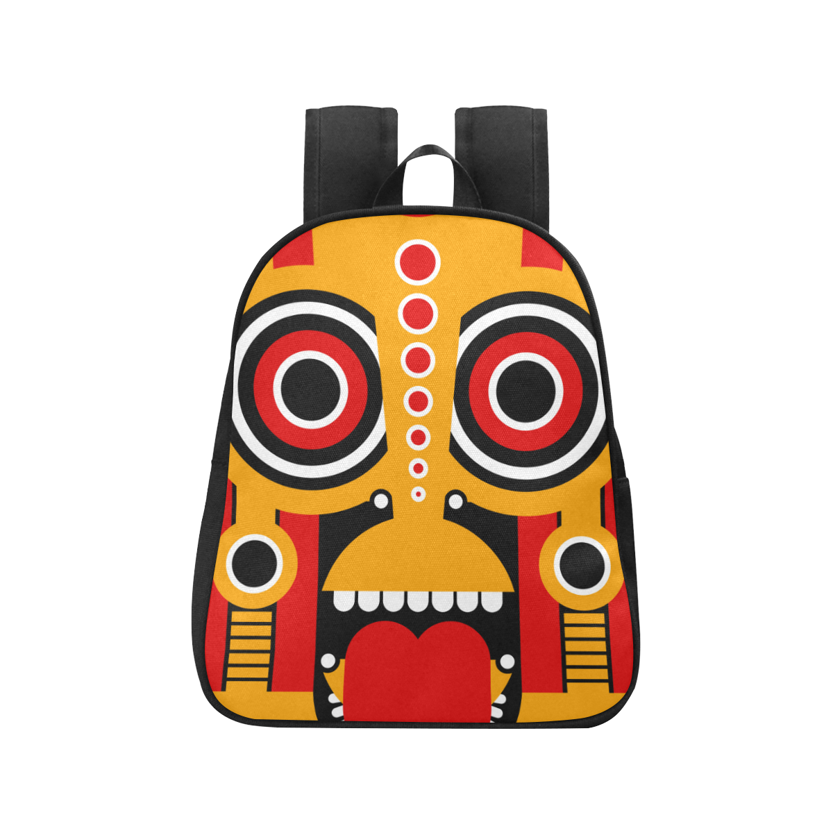 Red Yellow Tiki Tribal Fabric School Backpack (Model 1682) (Small)