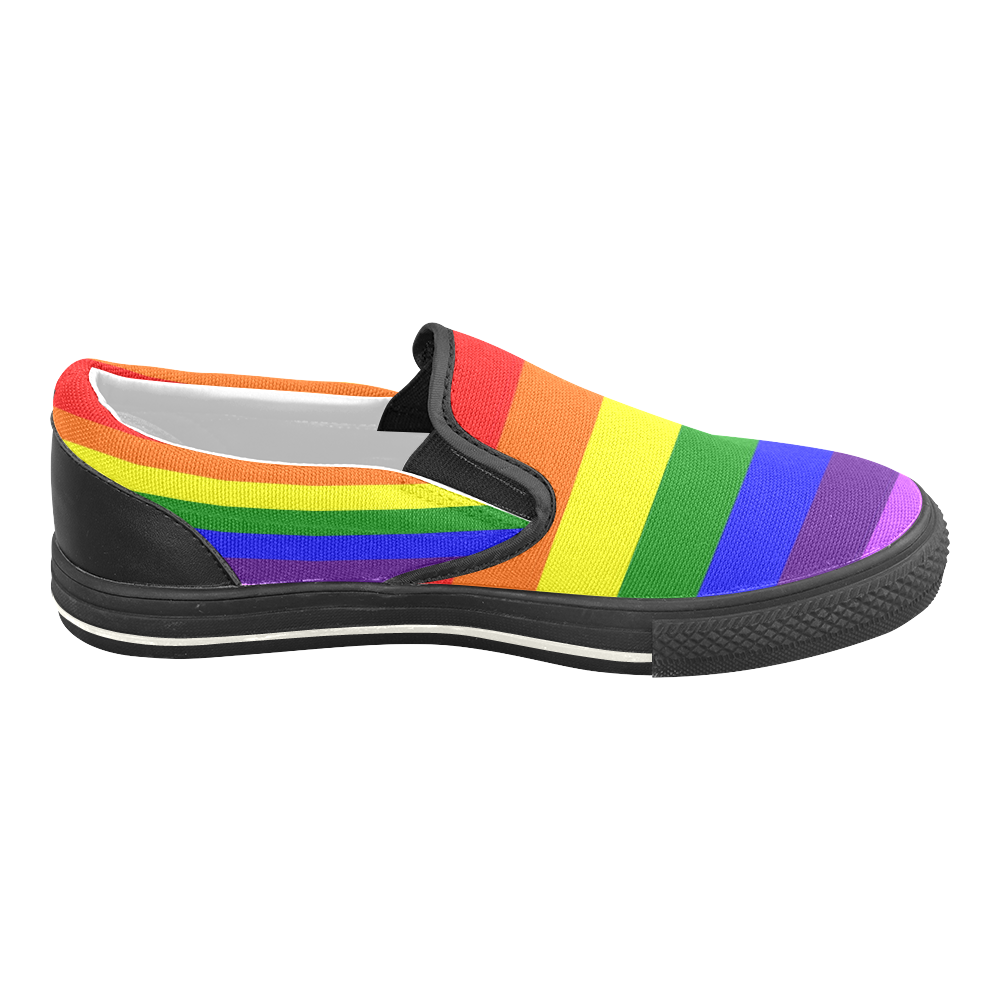 Rainbow Flag (Gay Pride - LGBTQIA+) Men's Slip-on Canvas Shoes (Model 019)