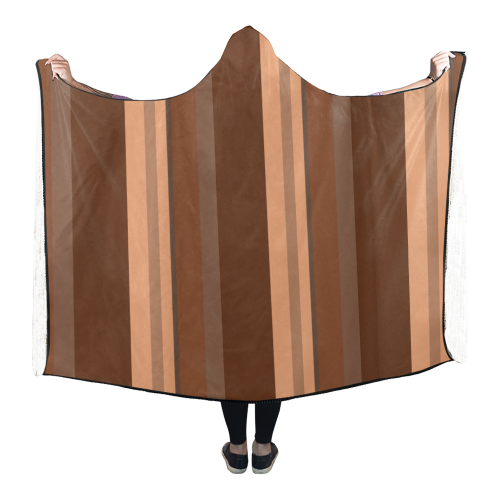 Brown Chocolate Caramel Stripes Hooded Blanket 80''x56''