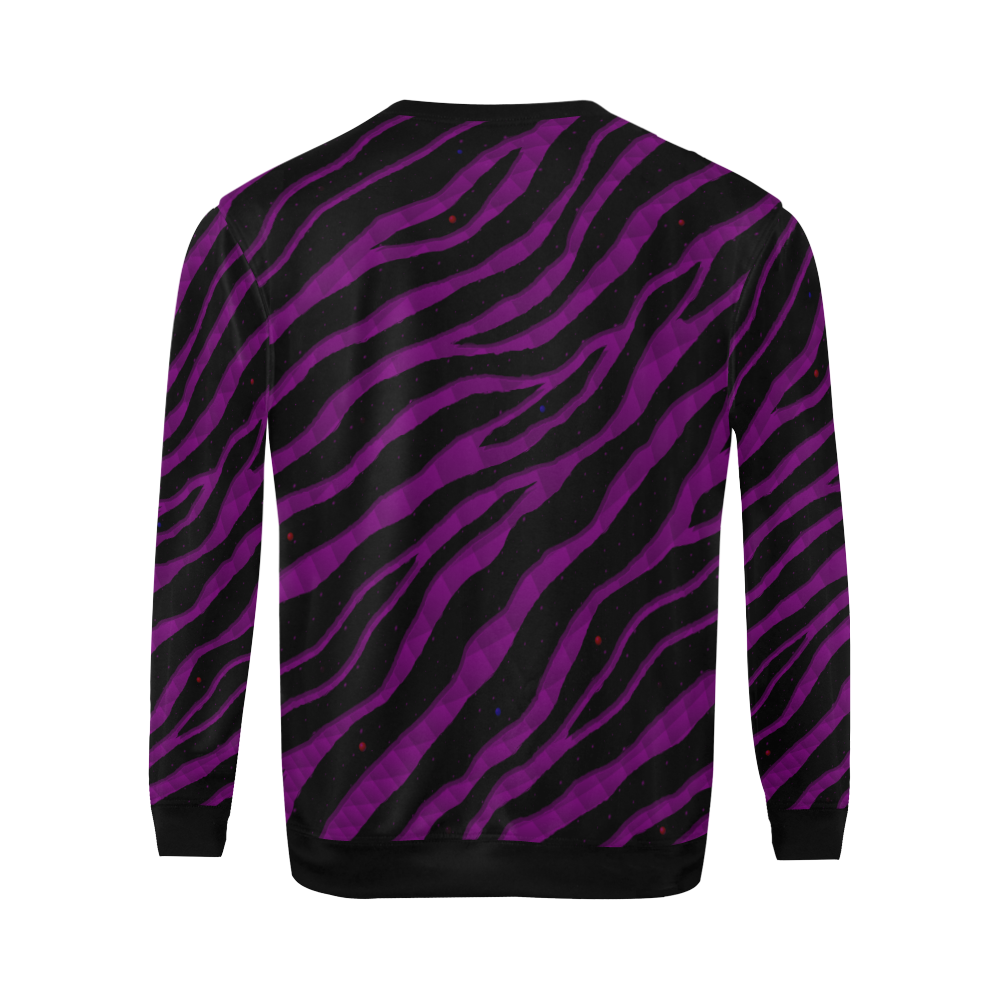 Ripped SpaceTime Stripes - Purple All Over Print Crewneck Sweatshirt for Men (Model H18)