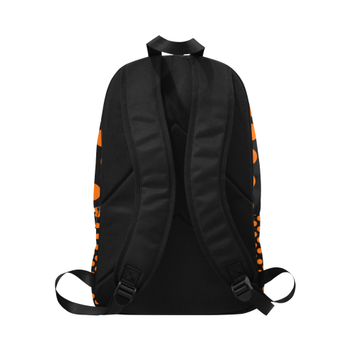 Orange Polka Dots on Black Fabric Backpack for Adult (Model 1659)