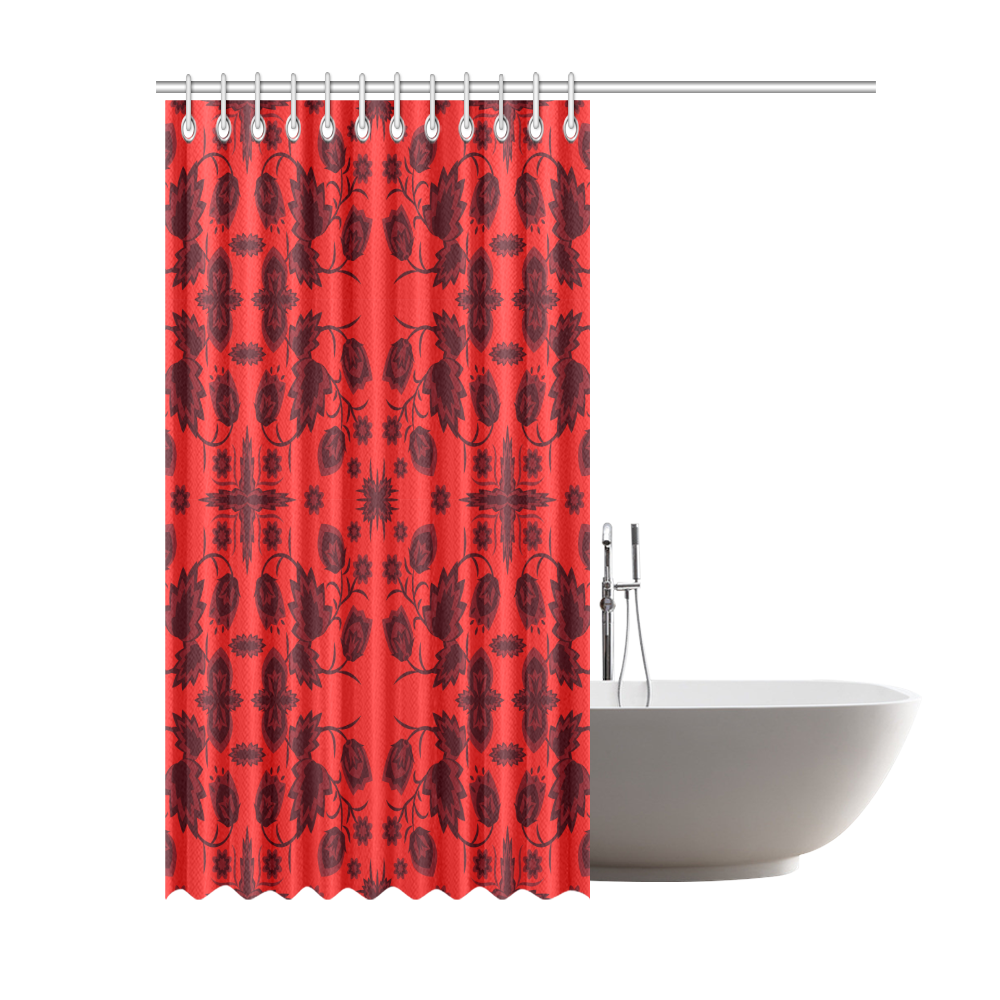 Black red flowers Shower Curtain 69"x84"