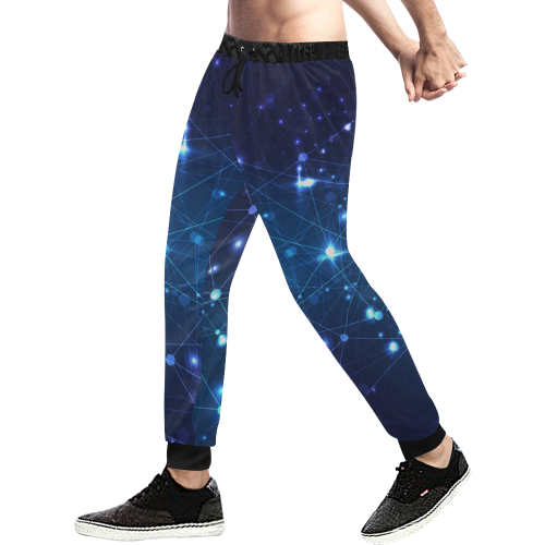 Twinkle Twinkle Little Blue Stars Cosmic Sky Men's All Over Print Sweatpants (Model L11)