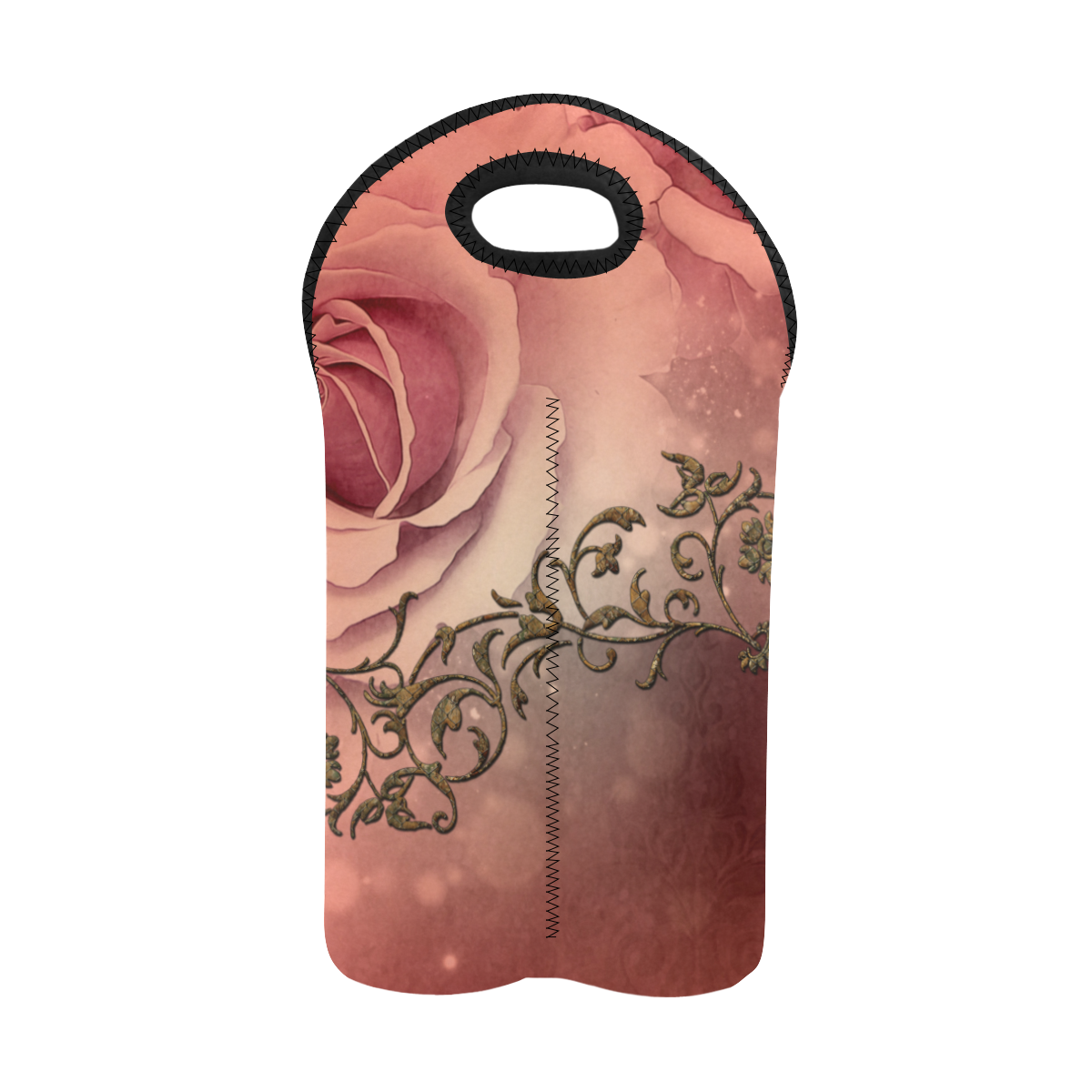 Wonderful roses with floral elements 2-Bottle Neoprene Wine Bag