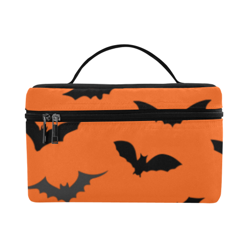 Bats HALLOWEEN Pattern ORANGE Cosmetic Bag/Large (Model 1658)