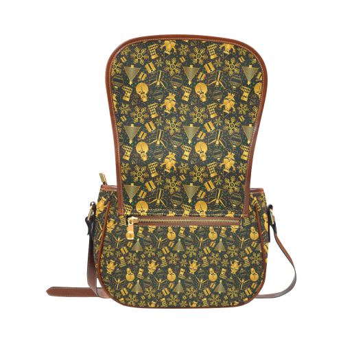 Golden Christmas Icons Saddle Bag/Large (Model 1649)