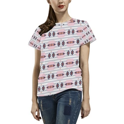 Aztec - Light Pink All Over Print T-Shirt for Women (USA Size) (Model T40)