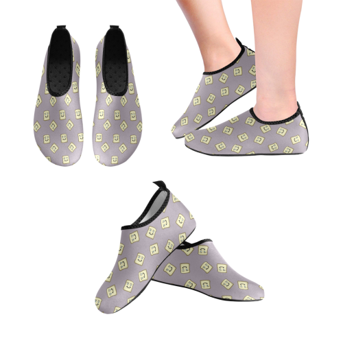 happy toast grey Women's Slip-On Water Shoes (Model 056)
