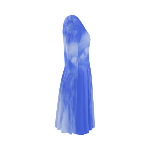 Blue Clouds Elbow Sleeve Ice Skater Dress (D20)