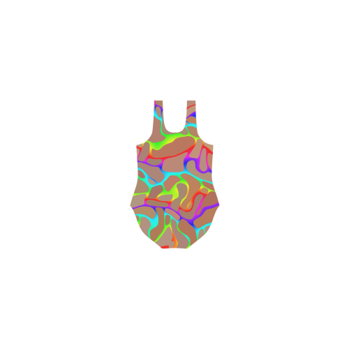 Colorful wavy shapes Vest One Piece Swimsuit (Model S04)
