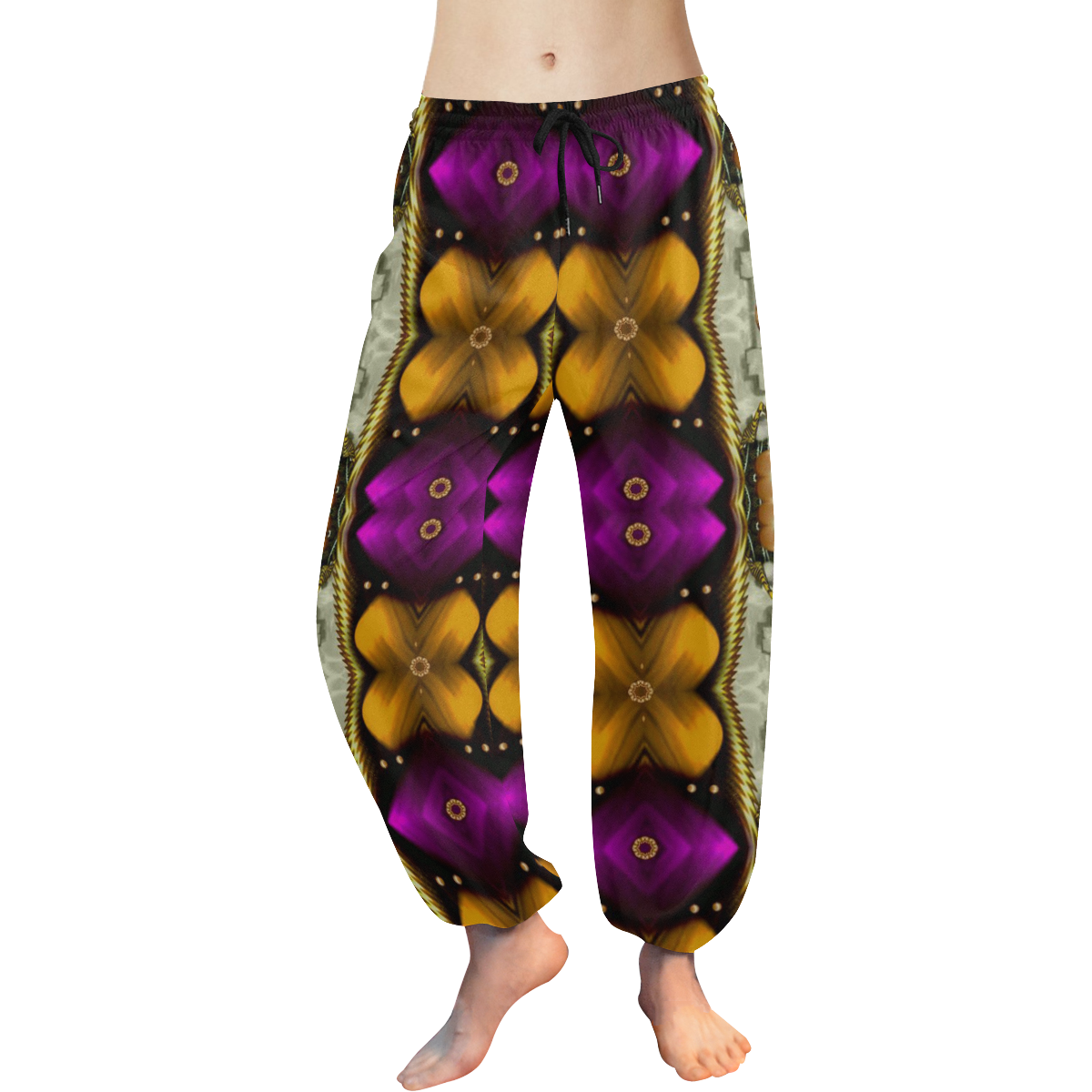 Contemplative floral and pearls Women's All Over Print Harem Pants (Model L18)
