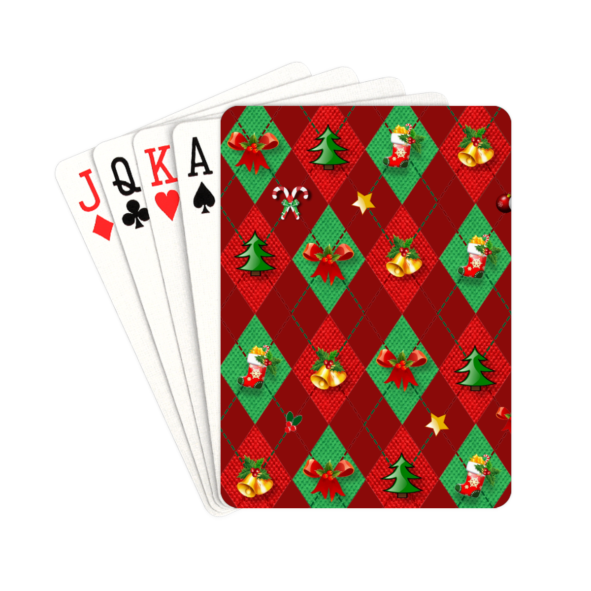 Christmas Argyle Ugly Sweater Pattern on Red Playing Cards 2.5"x3.5"