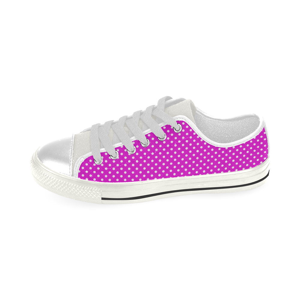 Pink polka dots Low Top Canvas Shoes for Kid (Model 018)