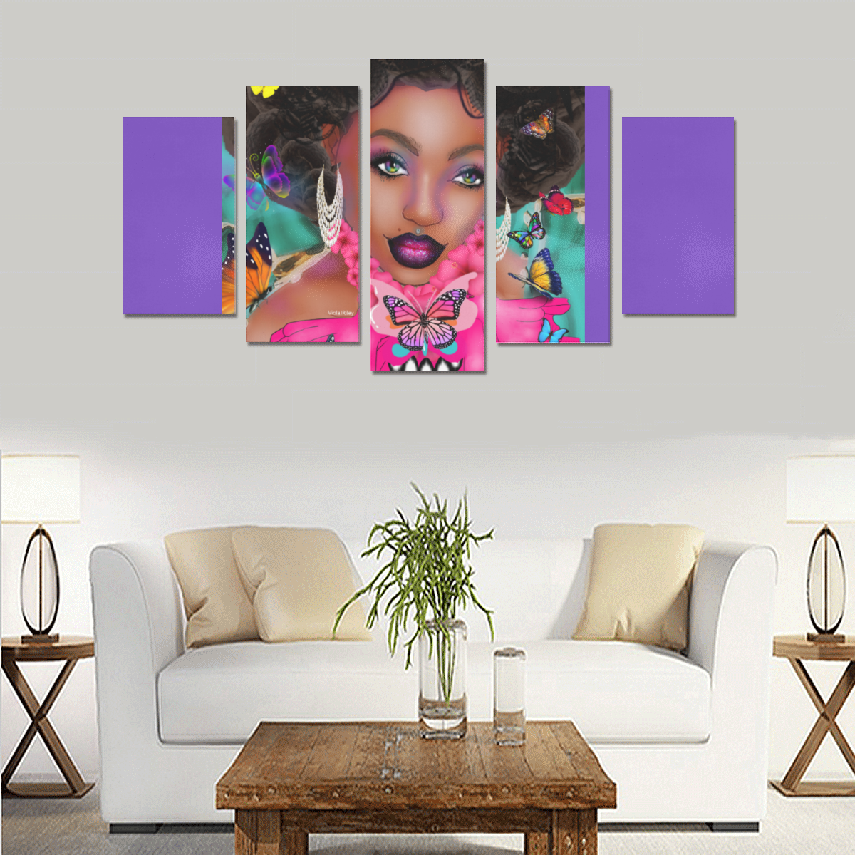 FLYYAYY 5PC CAN PURPLE Canvas Print Sets A (No Frame)