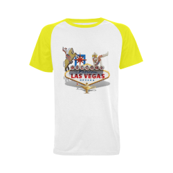 Las Vegas Welcome Sign / Yellow Men's Raglan T-shirt Big Size (USA Size) (Model T11)