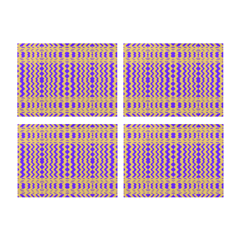 Purple Yellow Modern  Waves Lines Placemat 14’’ x 19’’ (Set of 4)