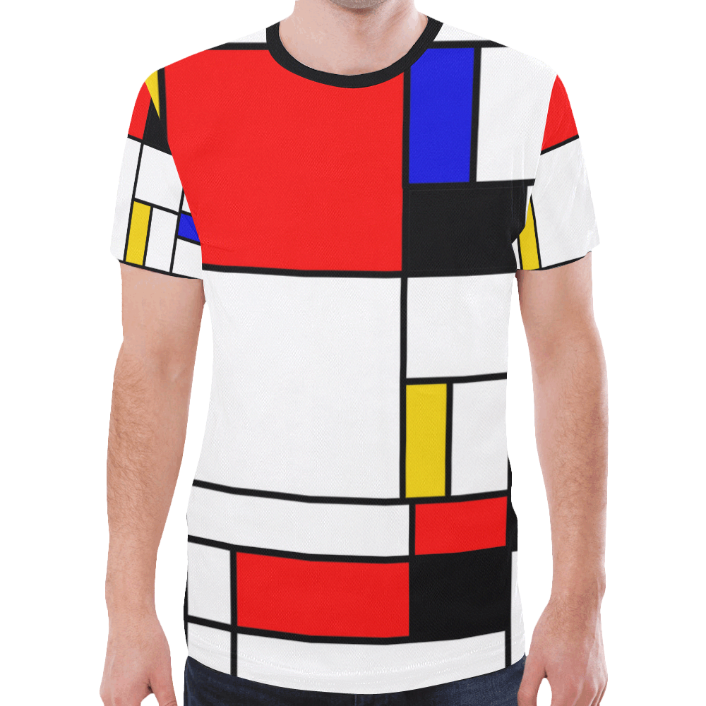 Bauhouse Composition Mondrian Style New All Over Print T-shirt for Men/Large Size (Model T45)