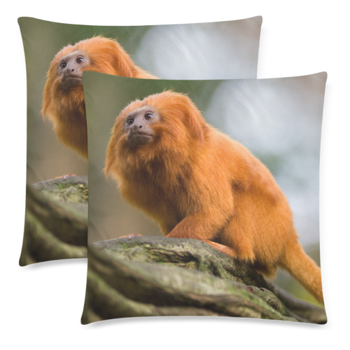 Golden Lion Tamarin Pillow Custom Zippered Pillow Cases 18"x 18" (Twin Sides) (Set of 2)