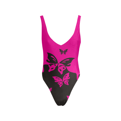 Animals Nature - Splashes Tattoos with Butterflies Sexy Low Back One-Piece Swimsuit (Model S09)