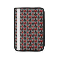 Las Vegas Black and Red Casino Poker Card Shapes on Gray Car Seat Belt Cover 7''x10''