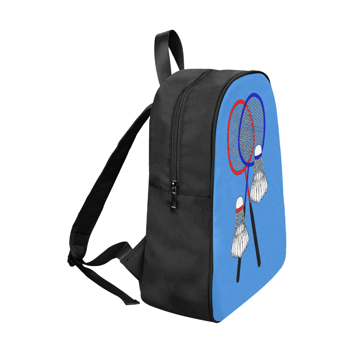 Badminton Rackets and Shuttlecocks Sports on Blue Fabric School Backpack (Model 1682) (Large)