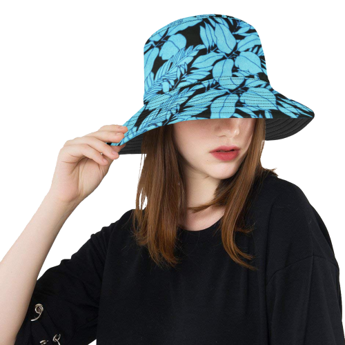 blue floral watercolor All Over Print Bucket Hat