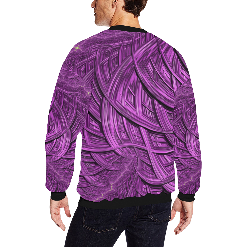 Lightning in the Lilac Grove Fractal Abstract All Over Print Crewneck Sweatshirt for Men/Large (Model H18)