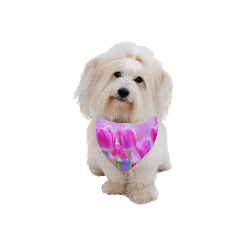 Pink Tulips Pet Dog Bandana/Large Size