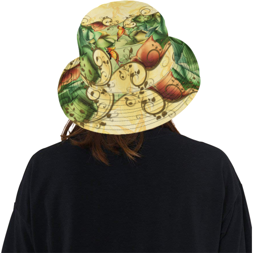 Colorful flowers with butterflies All Over Print Bucket Hat