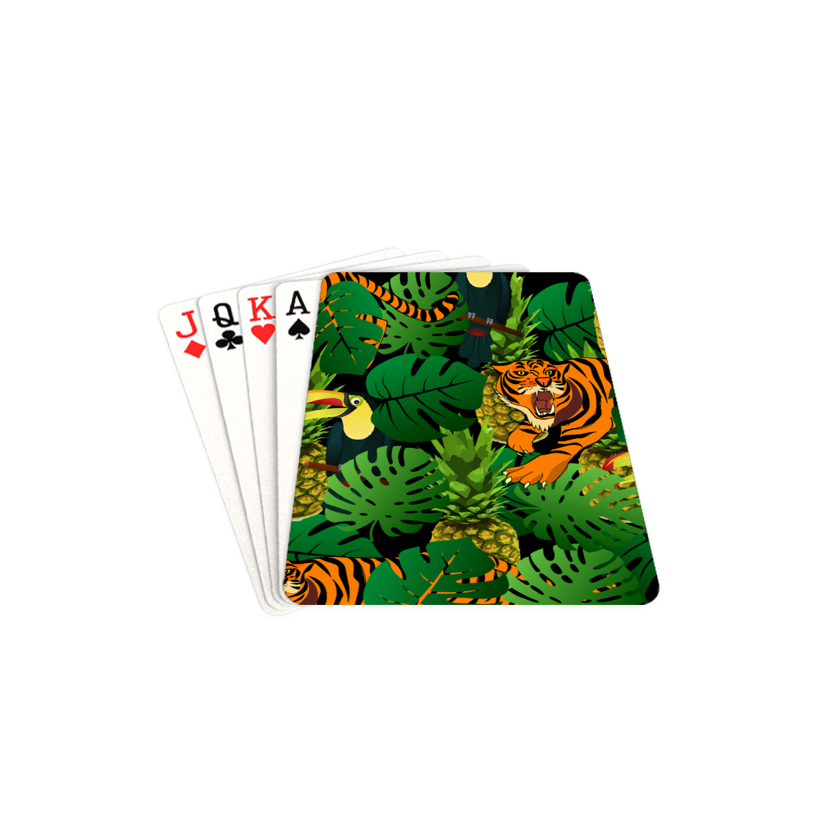 tropical pelican tiger jungle black Playing Cards 2.5"x3.5"