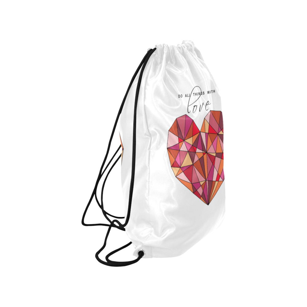 RED HEART WIREFRAME Medium Drawstring Bag Model 1604 (Twin Sides) 13.8"(W) * 18.1"(H)