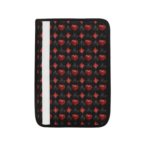 Las Vegas Black and Red Casino Poker Card Shapes on Black Car Seat Belt Cover 7''x10''