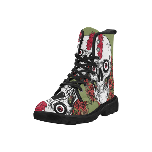 calavera punk Martin Boots for Women (Black) (Model 1203H)