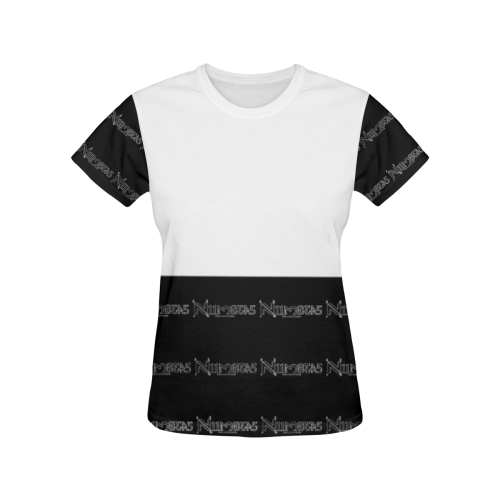 NUMBERS Collection Mini Logos Black/White All Over Print T-Shirt for Women (USA Size) (Model T40)