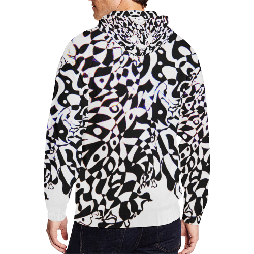 Twisted Contrast All Over Print Full Zip Hoodie for Men (Model H14)