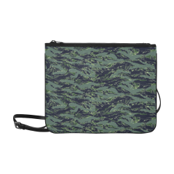 Jungle Tiger Stripe Green Camouflage Slim Clutch Bag (Model 1668)