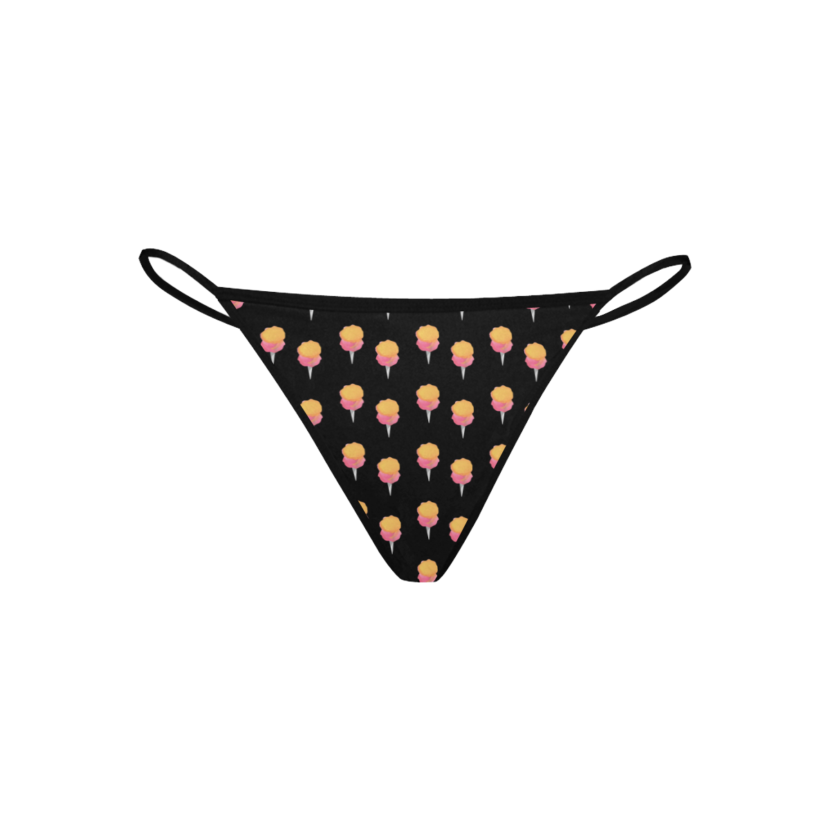 cotton candy pattern  black Women's All Over Print G-String Panties (Model L35)