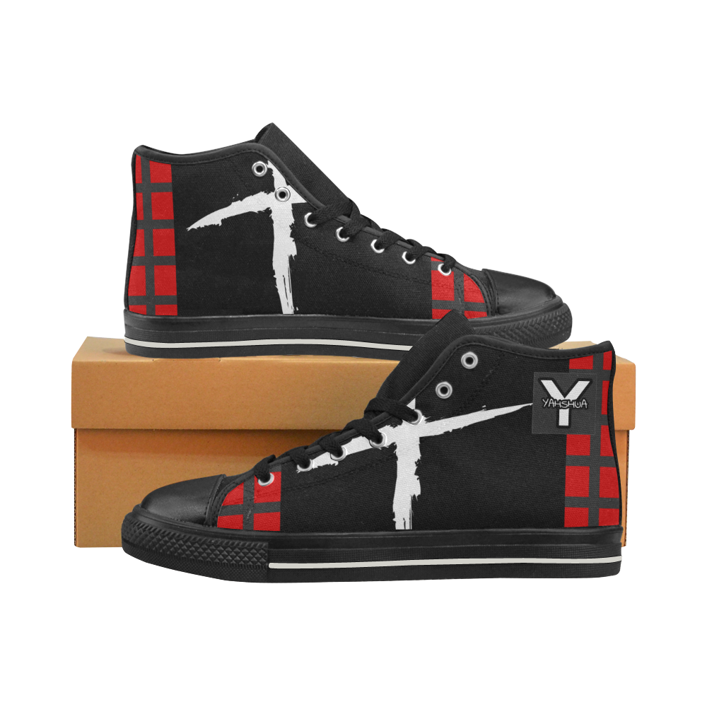 Red Women's Classic High Top Canvas Shoes (Model 017)